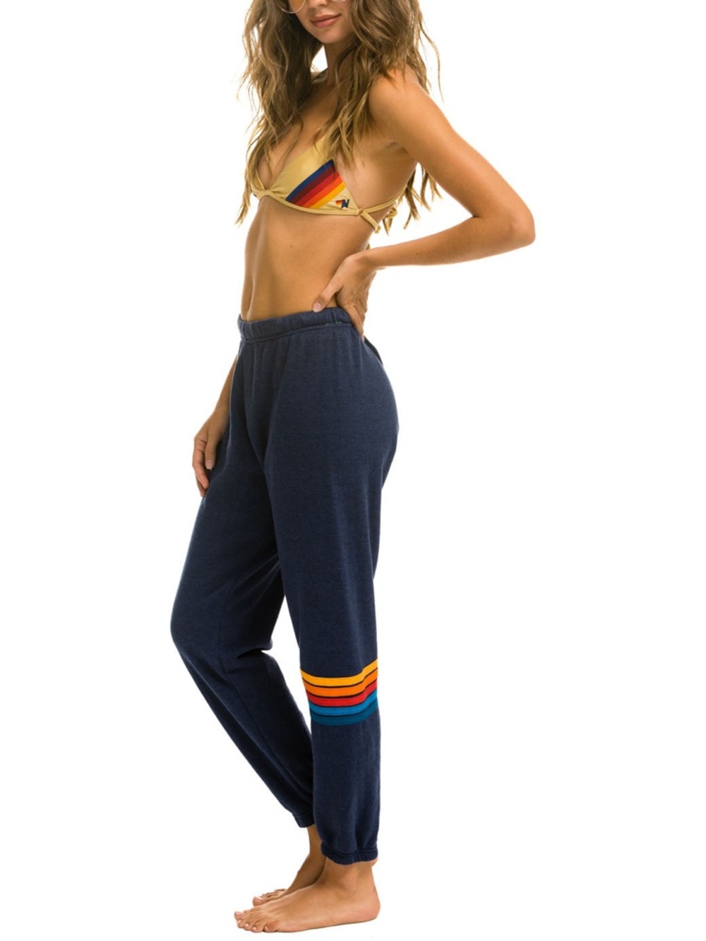 Aviator Nation Rainbow Stitch Sweatpants ~ Navy Size Small - Picture 11 of 14